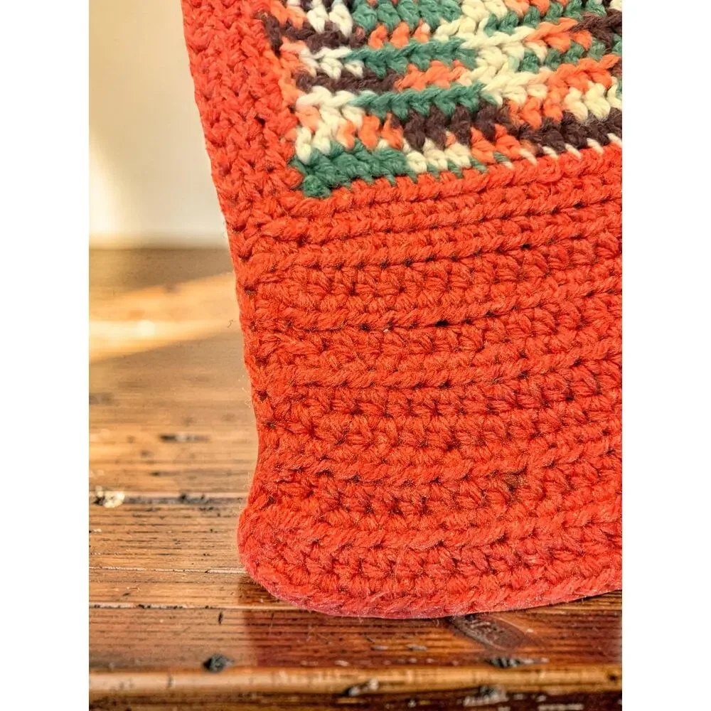 Vintage Handmade Crochet Throw Blanket | Reversible Boho Afghan 49